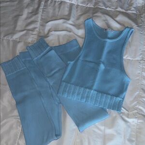 Zara Light Blue Ribbed Set